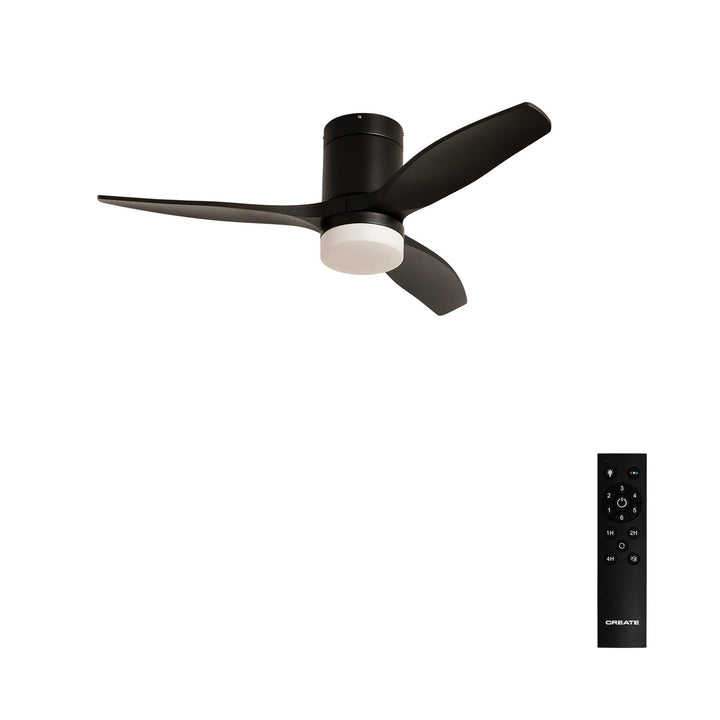 CREATE / WINDCALM S/Deckenventilator ABS mit Beleuchtung Schwarz mit Fernbedienung / 40W, leise, Ø11