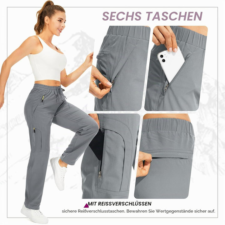 yeyity Wanderhose Damen Leichter Quick Dry Outdoorhose Atmungsaktiv Cargohose UV-Schutz Trekkinghose