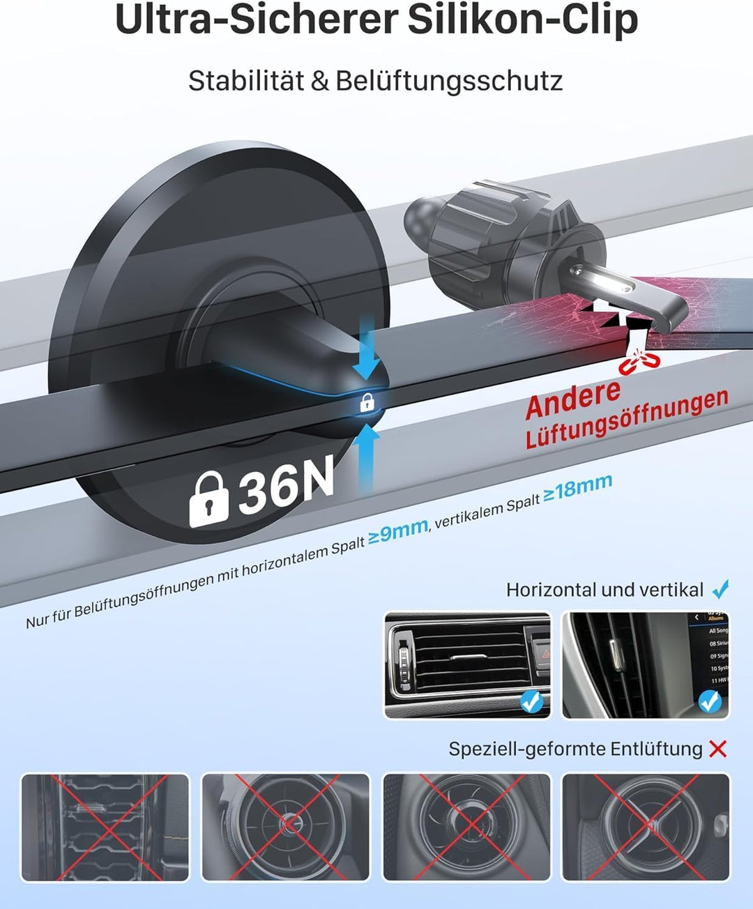 YOSH Mag-Safe Handyhalterung Auto für iPhone 15/14/13/12 Serie &amp; Magsafe-Hüllen, handyhalter Auto Ma