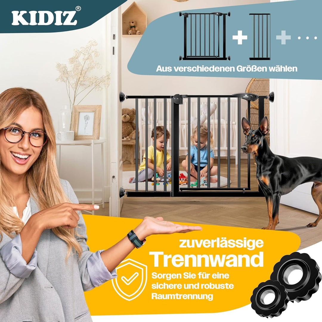 KIDIZ® Türschutzgitter Absperrgitter Treppengitter Kindergitter | Gitter Haustier | ohne Bohren | be