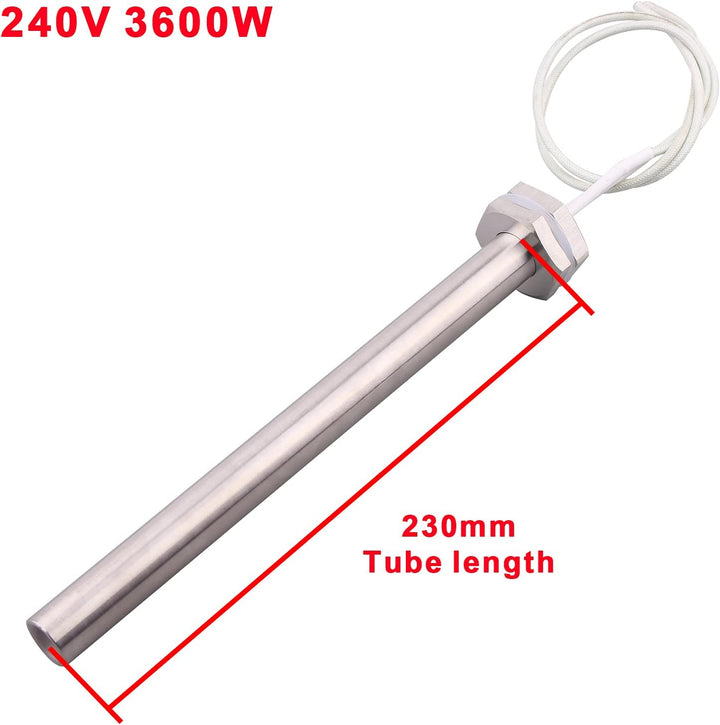 DERNORD Cartridge Heater 240V 3600W Hot Rod Heating Element Replacement 1Inch BSP Thread