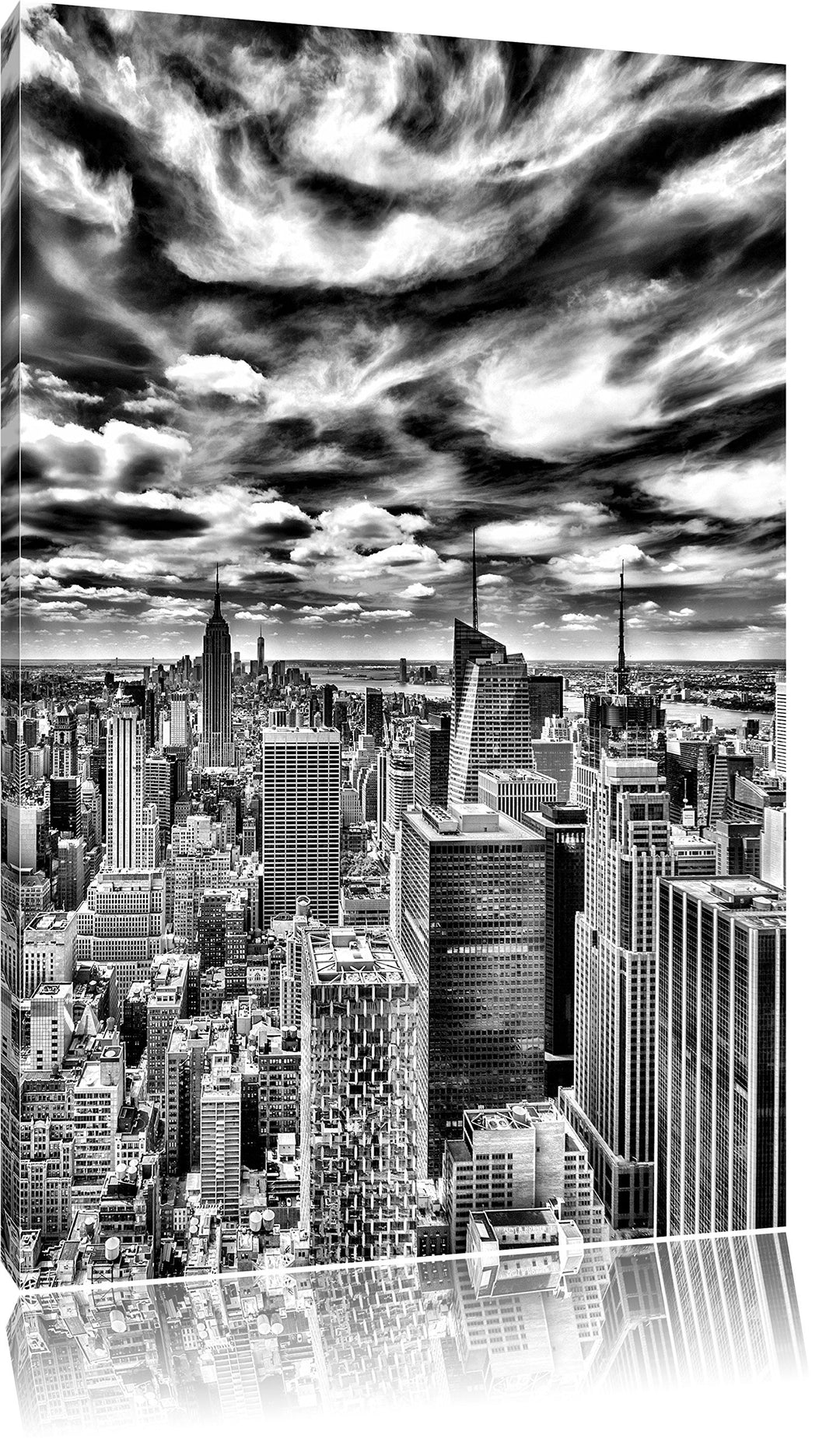 Pixxprint New York Skyline / 100x70cm Leinwandbild bespannt auf Holzrahmen/Wandbild Kunstdruck Dekor