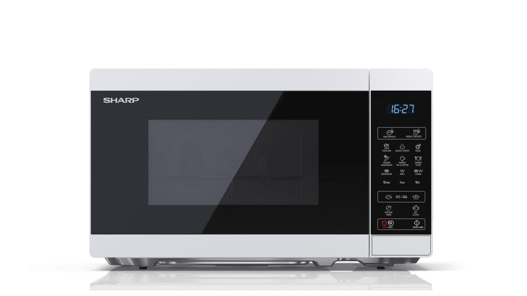 SHARP MG02EW Mikrowelle mit Grill (Mikrowelle: 800W, Grill: 1000W, 11 Leistungsstufen, Auftaufunktio