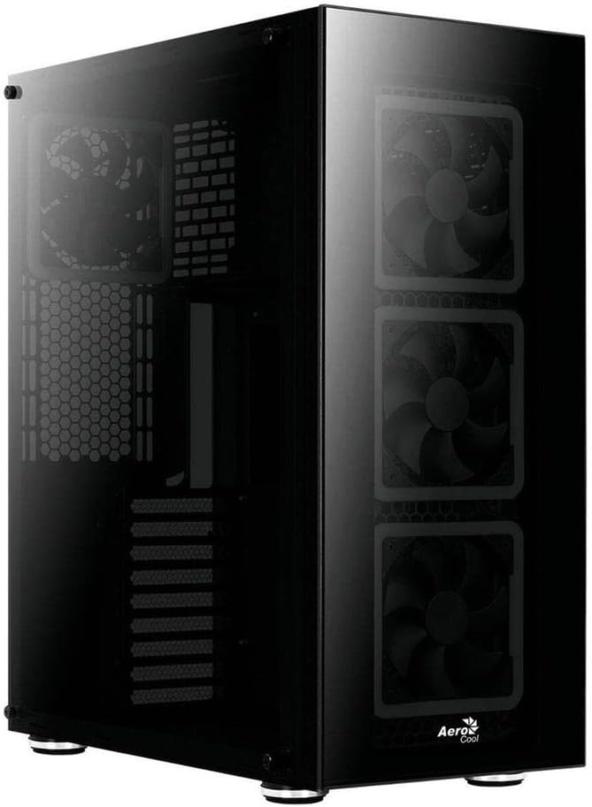 AeroCool TORPRO - PC-Gehäuse, E-ATX, Gehärtetes Glas, 4 Lüfter RGB 14cm schwarz única Schwarz TORPRO