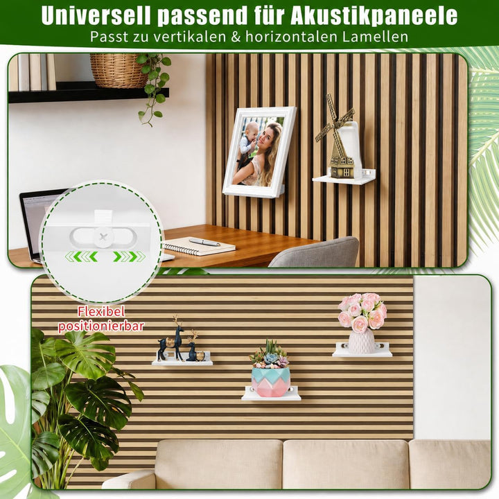 Regal für Akustikpaneele - 2er Set Zubehör Akustikpaneele Ohne Bohren für Vertikale Horizontale Pane