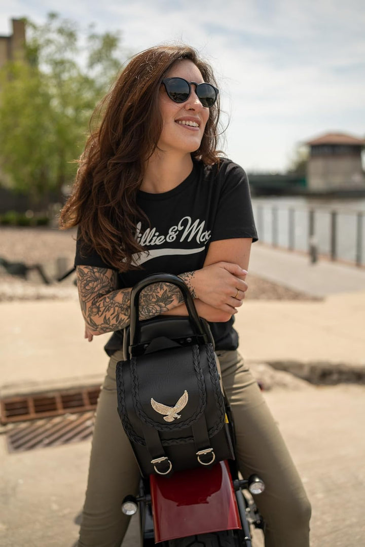 Dowco Willie & Max 58411-00 Magic Series Motorrad-Sissy-Bar-Tasche, Kunstleder, Schwarz, universelle