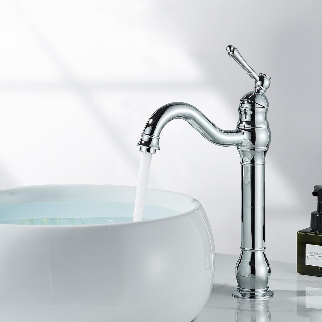 Rozin Wasserhahn Bad Chrom Hoch Waschtischarmatur 360°Schwenkbar Einhebel Waschbecken Armaturen Wasc