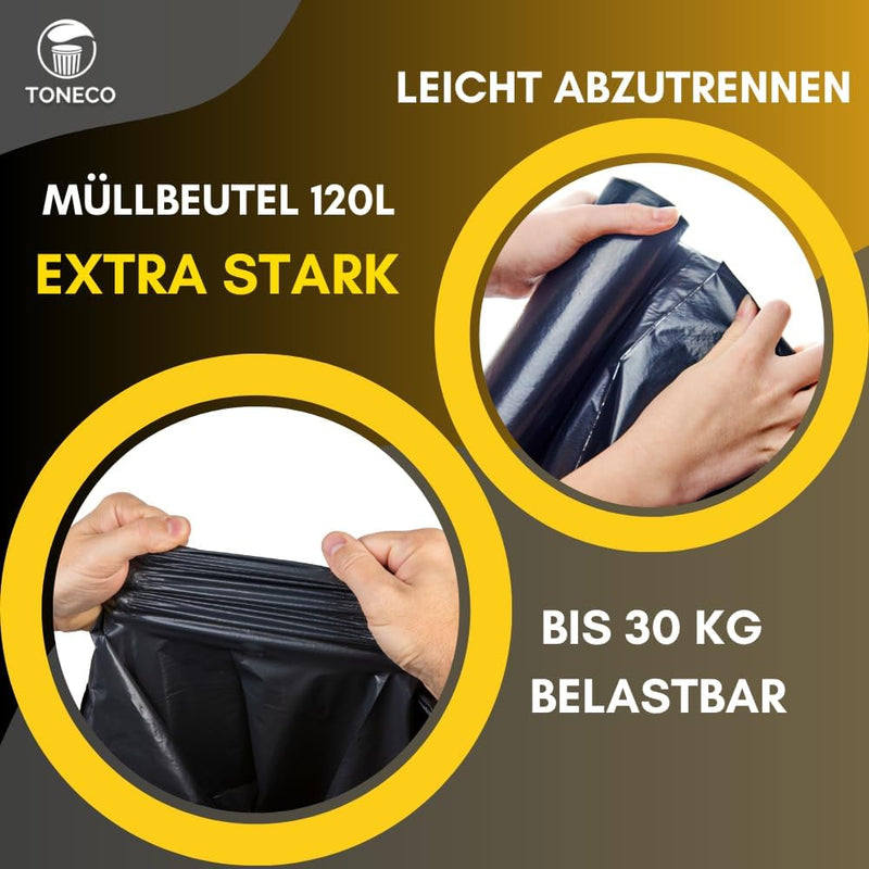 !!! Nirgendwo Günstiger !!! Profi Müllsäcke 120L EXTRA STARK - 70μ - 100% Recycelt - (20 bis 600 Säc