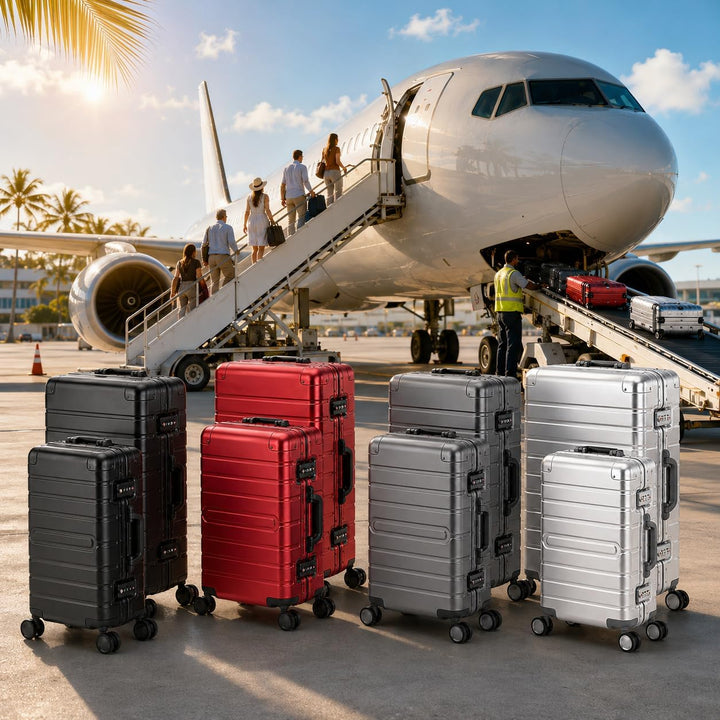 Travelhouse Oslo Alu Reisekoffer Silber S-55cm & M-65cm Hartschalenkoffer Reise Trolley Koffer Set S