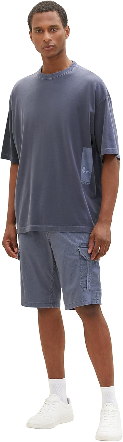 TOM TAILOR Herren Cargo Bermuda Shorts, 29 31272 - Blueish Grey Diamond Structure