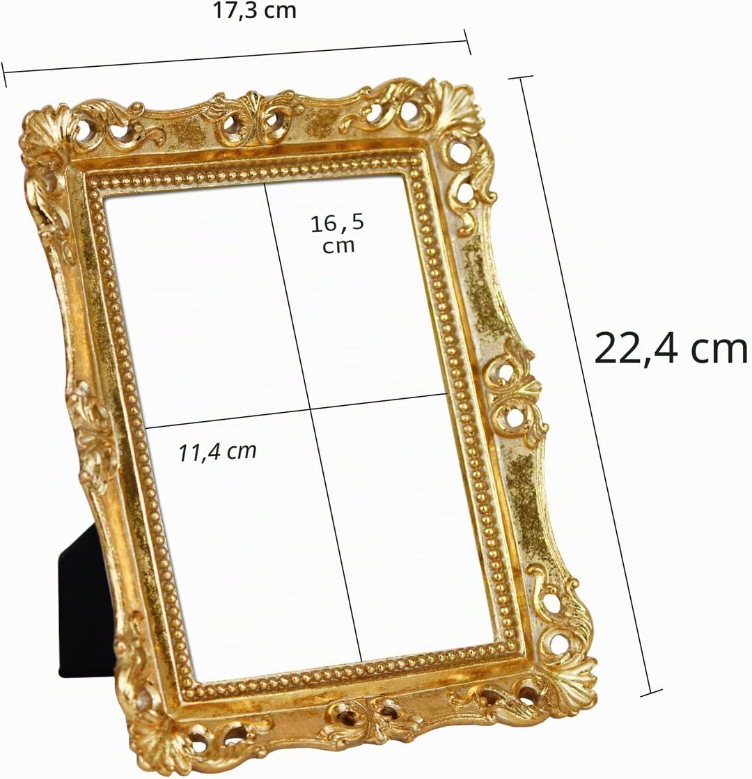 Funerom Dekorativer Vintage-Spiegel, Wandmontage, Tisch-Make-up-Spiegel, quadratisch (antikes Gold,