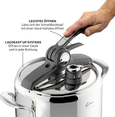 Lagostina Irradial Control Lagoeasy'UP 7 l Schnellkochtopf aus Edelstahl 18/10, Ø 22 cm, Dampfkochto