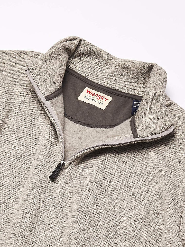 Wrangler Authentics Men’s Sweater Fleece Quarter-Zip S Hellgrau, S Hellgrau