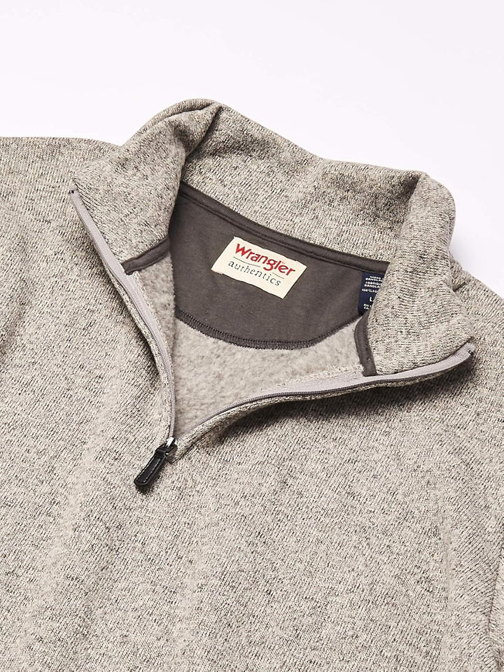 Wrangler Authentics Men’s Sweater Fleece Quarter-Zip S Hellgrau, S Hellgrau