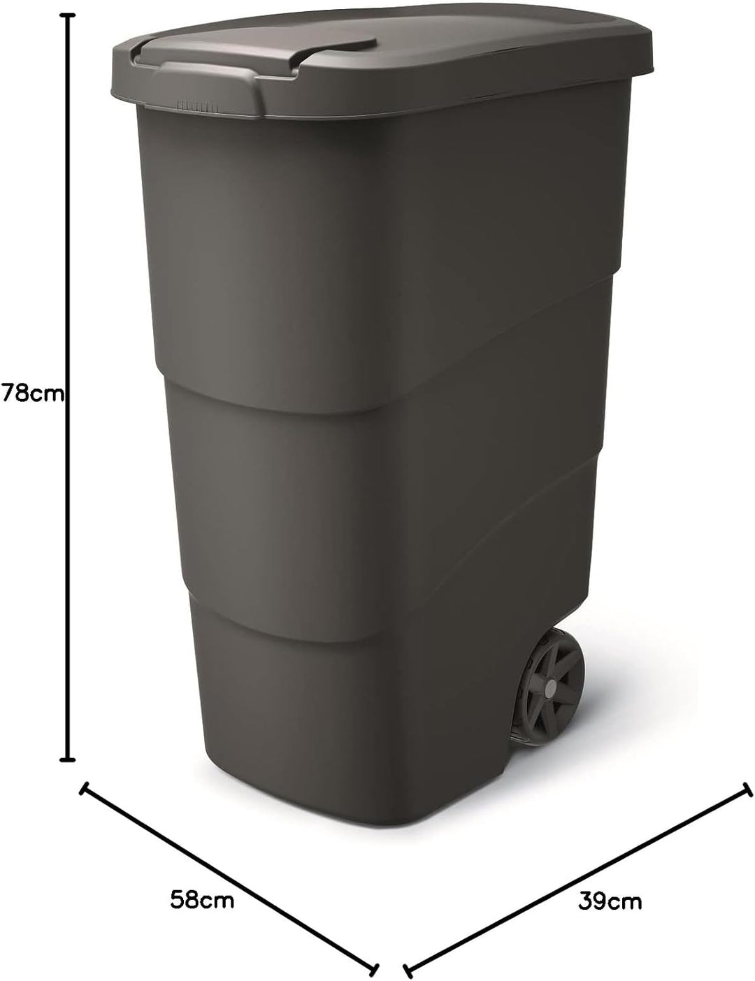 Prosperplast Wheeler 90L Müllbehälter mit Rädern und Deckel Mülltonne Müllgrossbehälter Grossmüllton