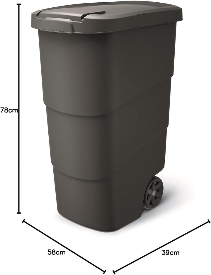 Prosperplast Wheeler 90L Müllbehälter mit Rädern und Deckel Mülltonne Müllgrossbehälter Grossmüllton
