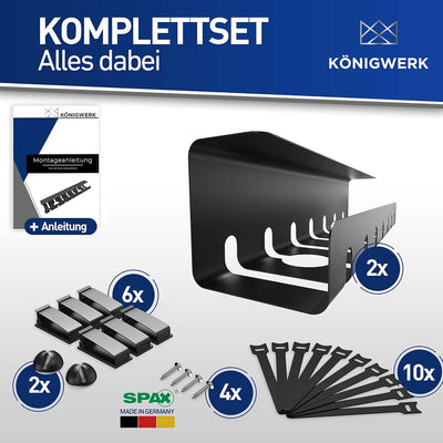 Königwerk Kabelkanal Schreibtisch fürs Kabel Management - Inkl. Zubehör - Tisch Kabelführung Kabelma