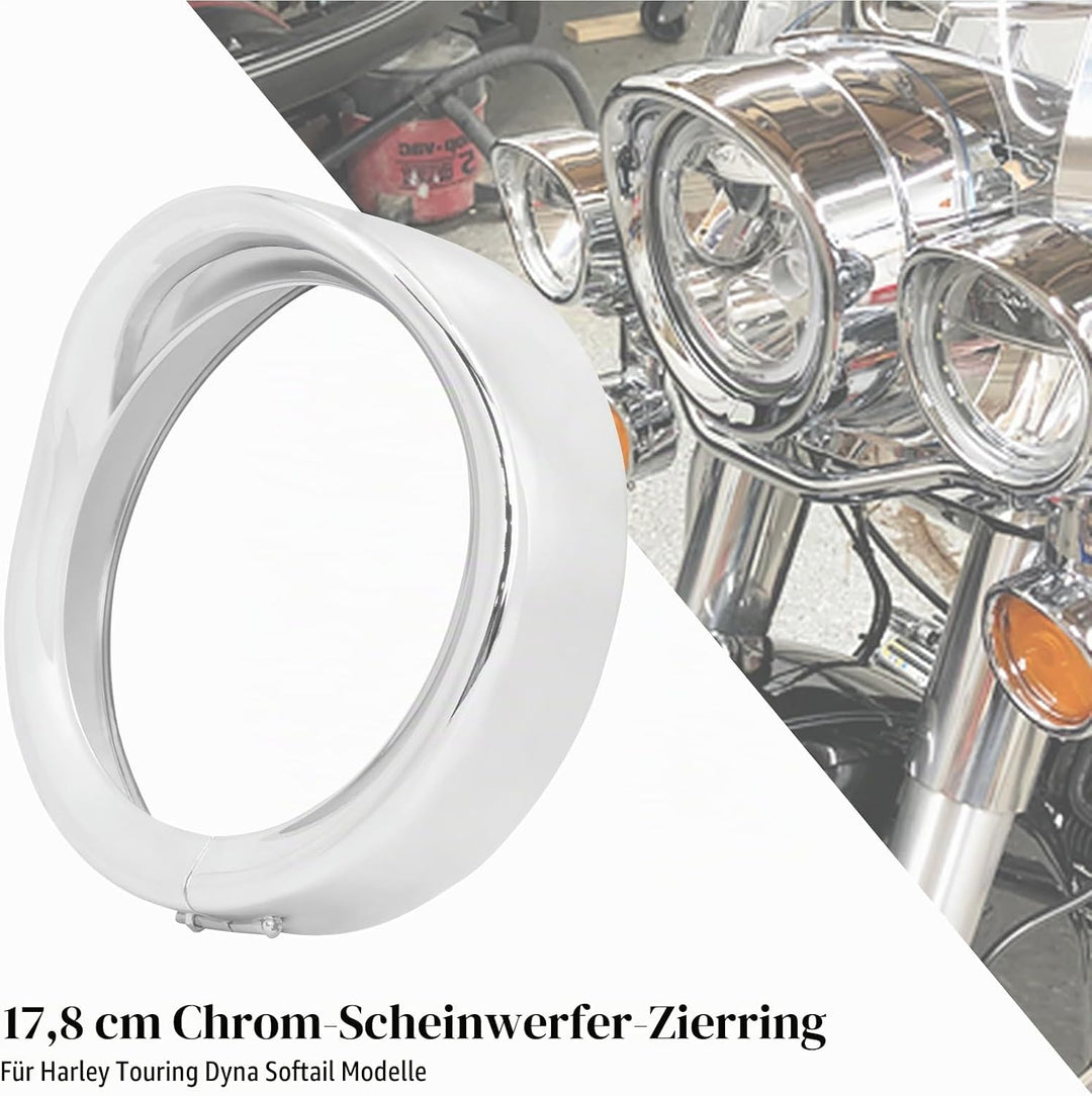 HCmotorku Motorrad 17,8 cm Scheinwerferblende Ring Visier Stil passend für Harley Touring Road King