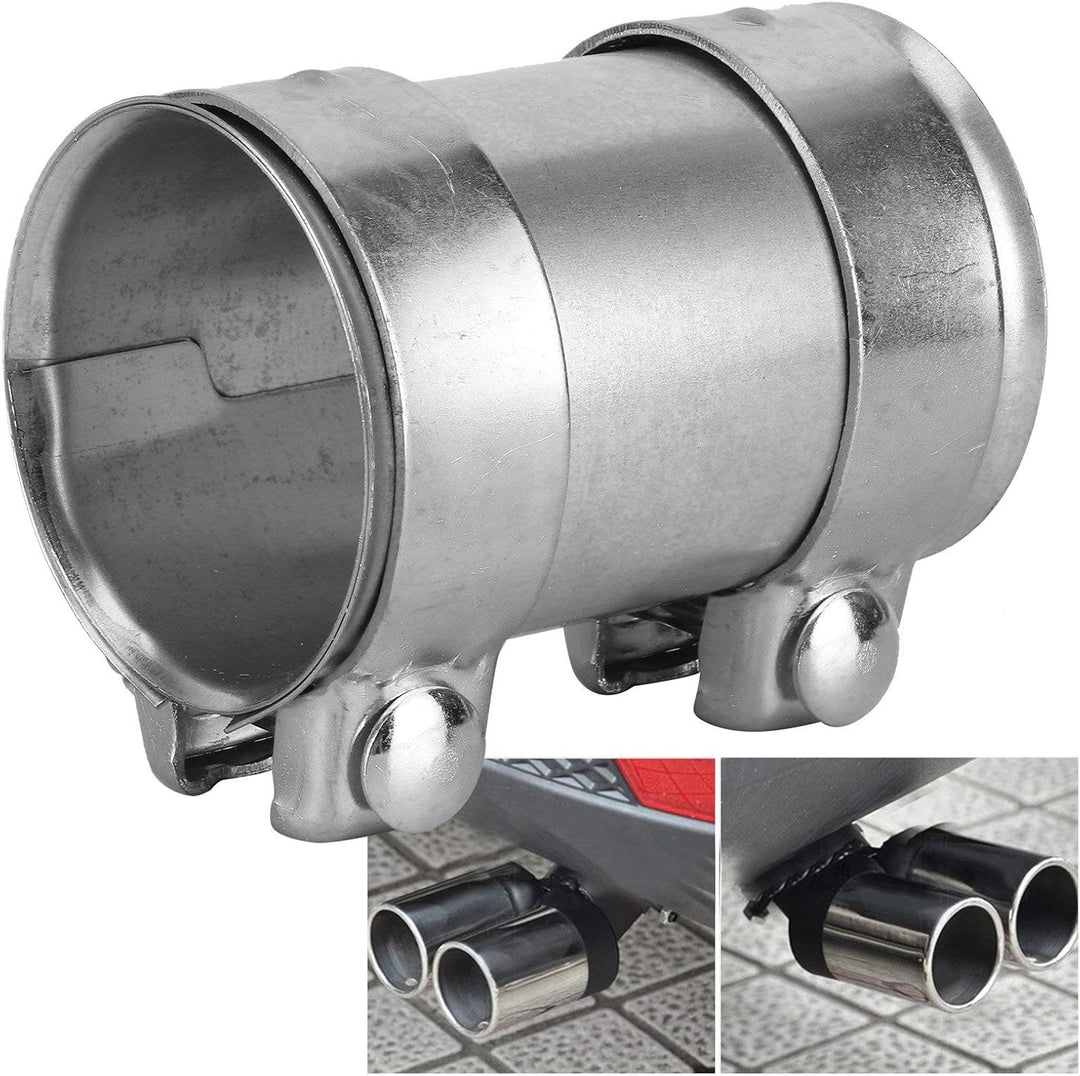 Keenso Auto Auspuffschelle, Universal Auto 76mm Edelstahl Auspuffschelle Auto Auspuff Doppelschelle