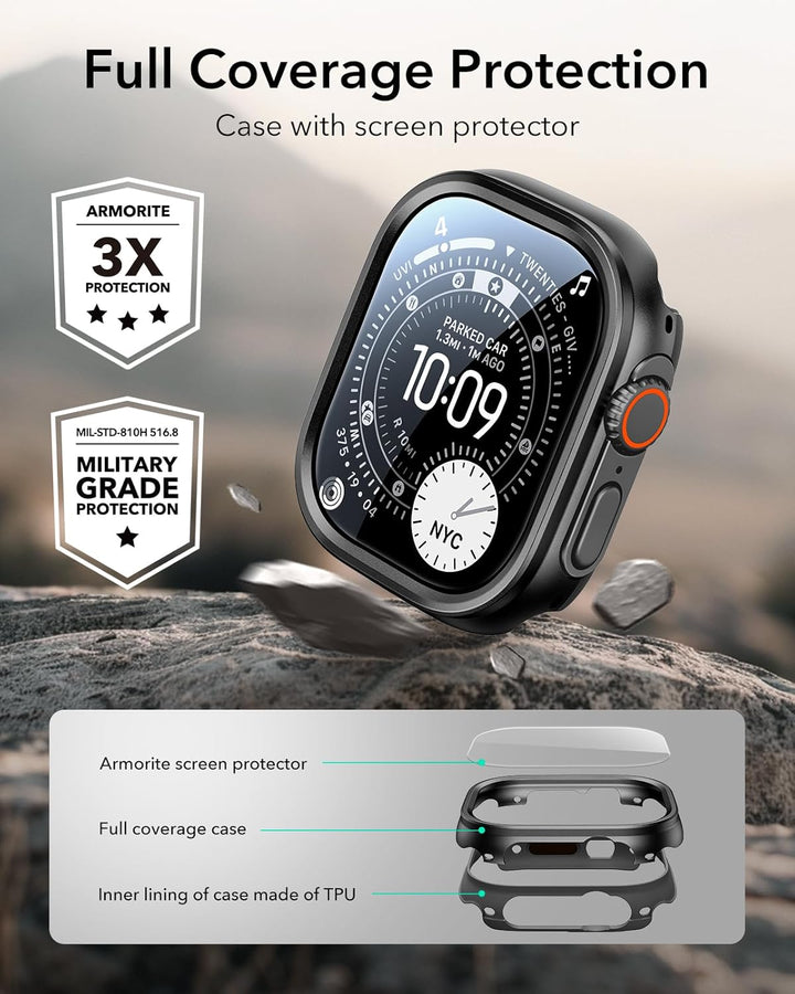 ESR für Apple Watch Ultra 2/1 Hülle mit Displayschutz (2024/2023/2022, 49mm), Militärnorm Schutz, Ca