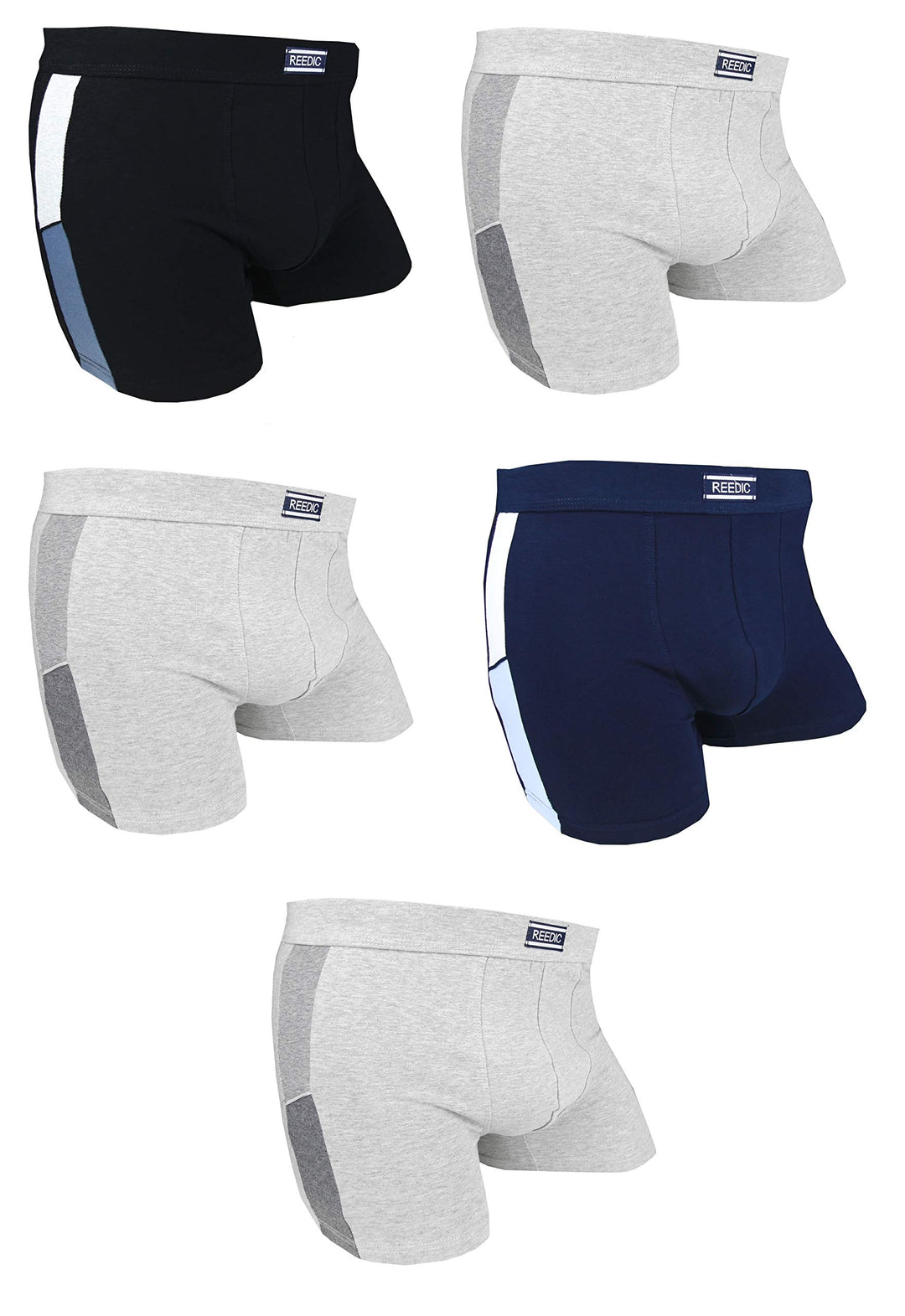 Reedic Herren Boxershorts Baumwolle 5er Pack, Grösse Medium (M), Farbe je 5X Surprise Color Mix