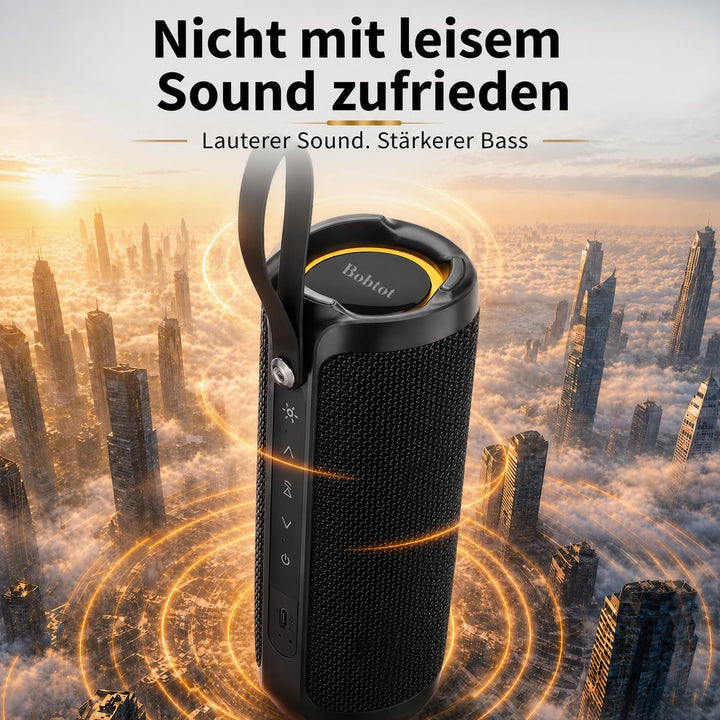 Bobtot Tragbarer Bluetooth-Lautsprecher, IPX6 wasserdicht, mit kräftigem Bass, 15 W RMS lautem Sound