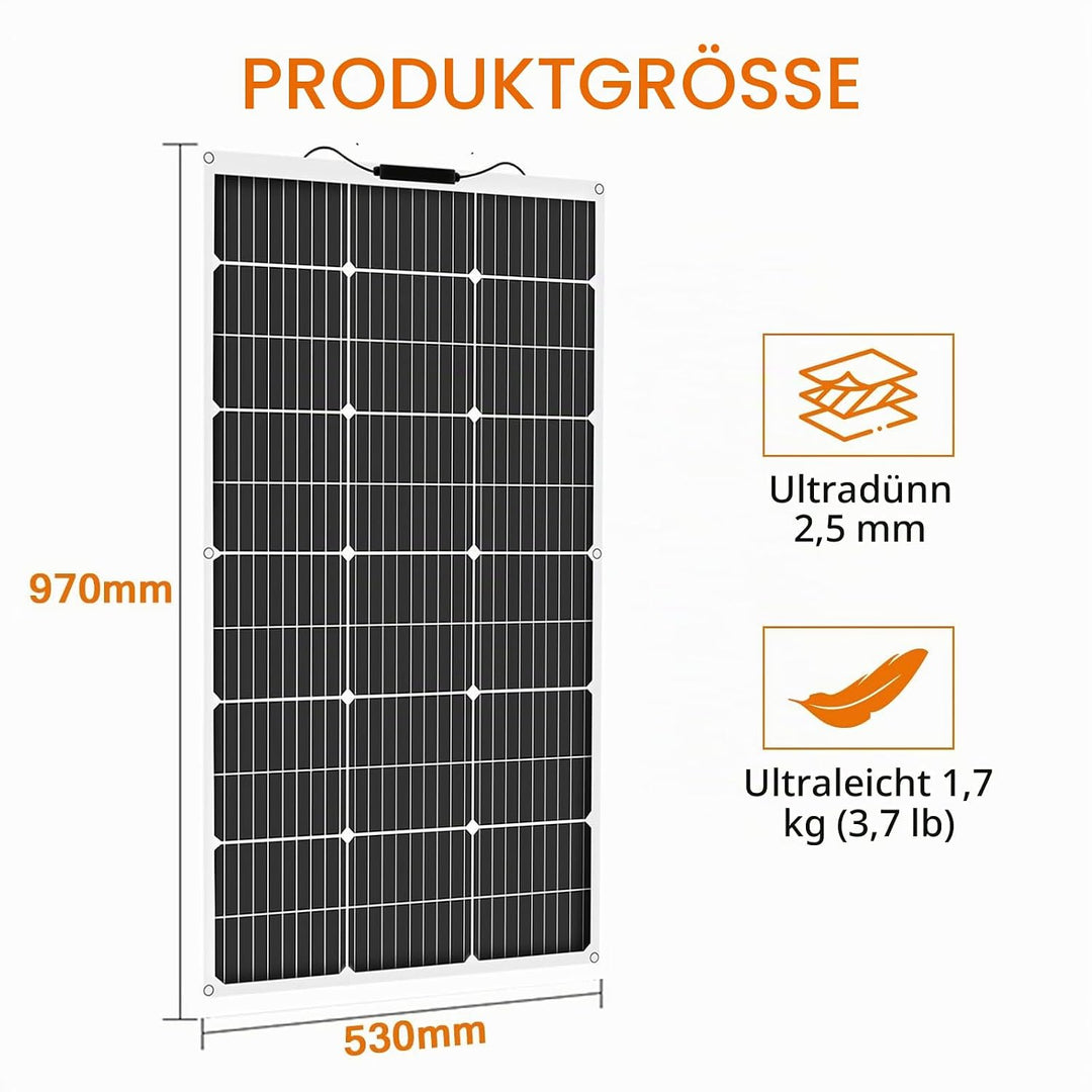 Aysolar 100W 12V Solarpanel Flexibel Monokristallines Flexible Solarmodul IP67 Wasserdicht Photovolt