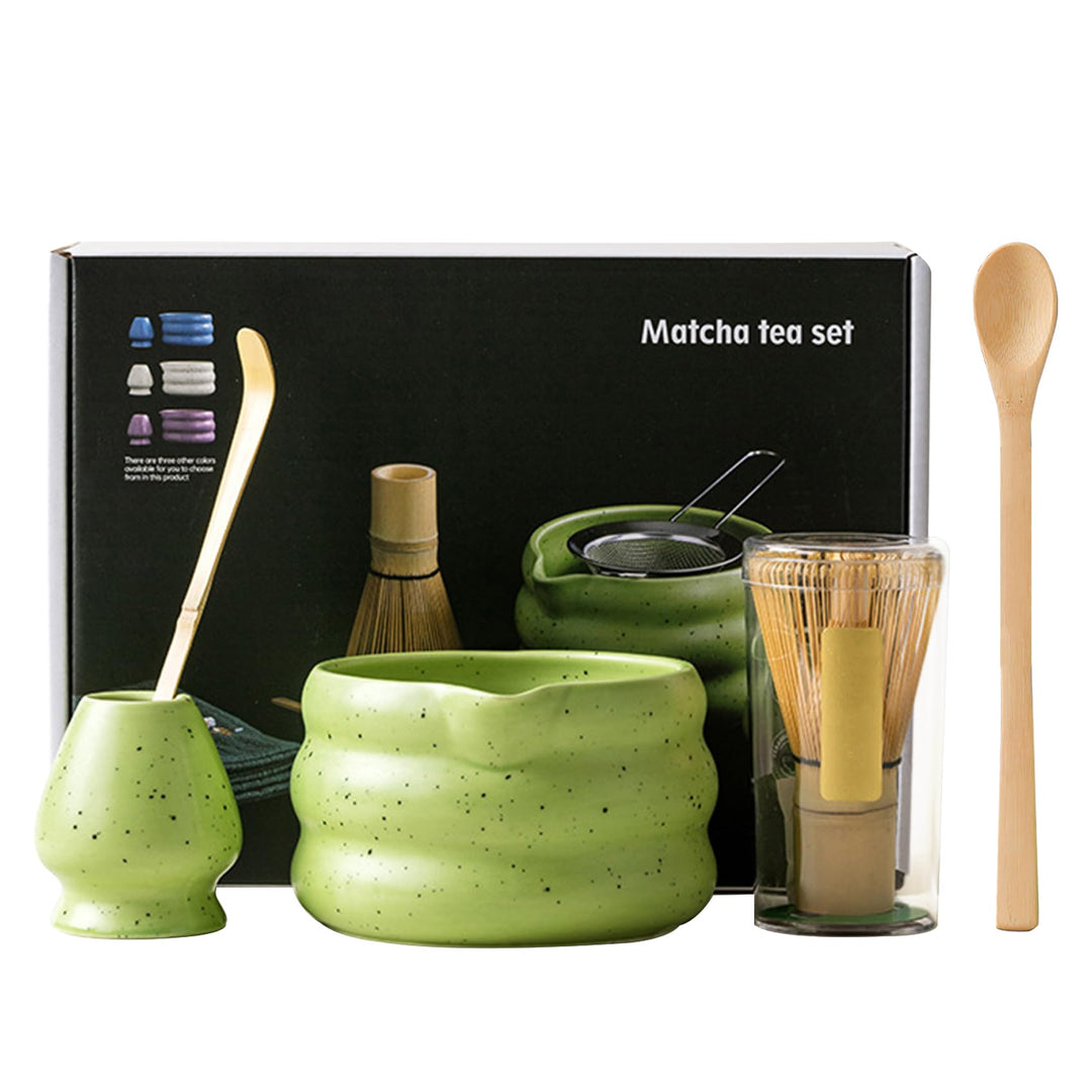 Matcha Tee Set mit Matcha Besen und Schale, Matcha Schneebesen und Keramik Matcha Besen Halter Set v