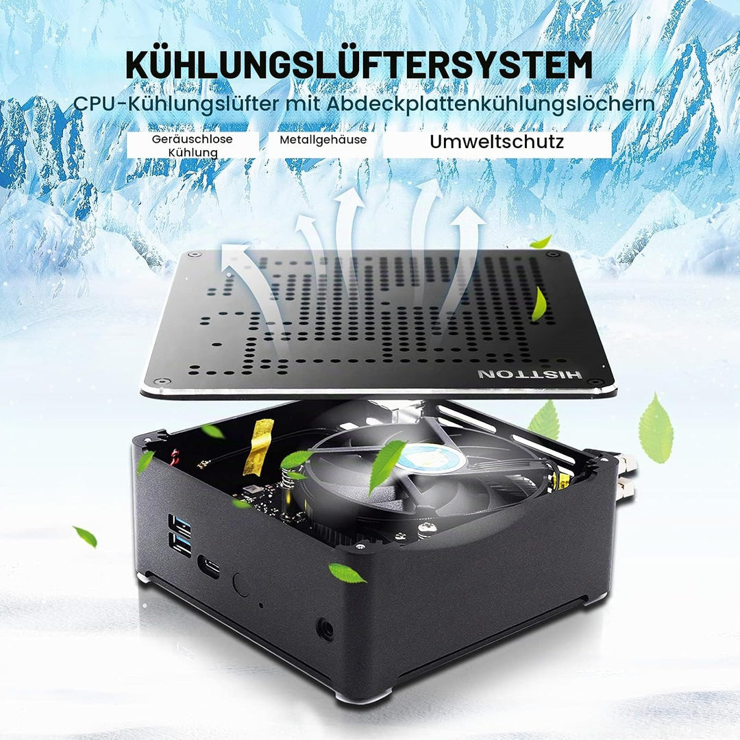 HISTTON NUC Mini PC Windows 11 Pro Intel Core i9-9880H Prozessor 64GB RAM 1TB M.2 SSD, Unterstützt S