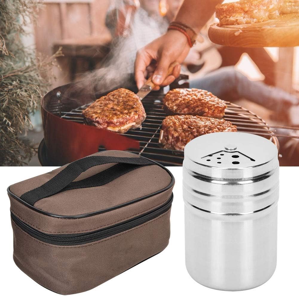 Gewürzglas,6Pcs Gewürzglas Pfeffer Salz Topf Gewürzdose mit Aufbewahrungstasche Outdoor Camping BBQ