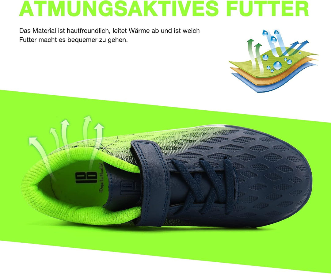 JABASIC Hallen Fussballschuhe Kinder Jungen Mädchen Fussballschuhe Kinder Kunstrasen, 28 EU Marine Z