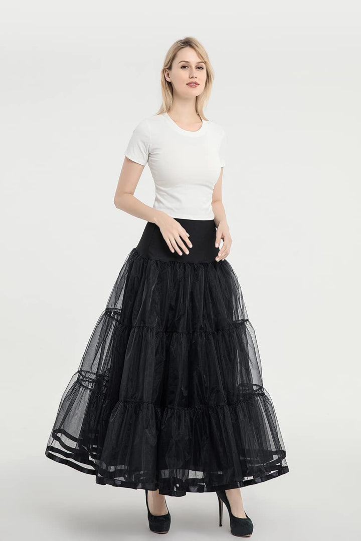 Damen Petticoats Langer Petticoat Hochzeitsabendkleider Knöchellanger Unterrock Reifrock für Abschlu