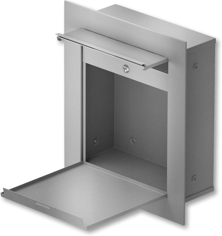 Metzler Unterputz Briefkasten Graualuminium RAL 9007 – Hochwertiger Einbaubriefkasten aus pulverbesc