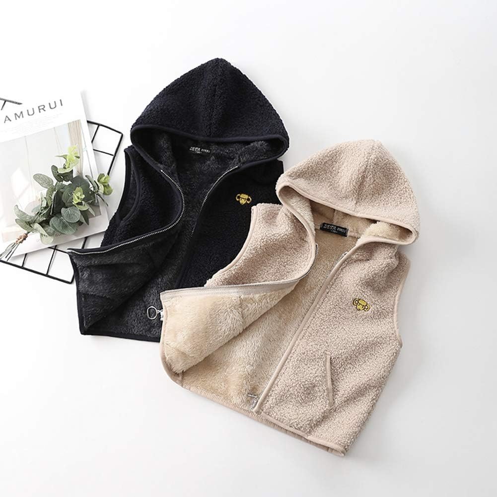 Happy Cherry Jungen Mädchen Fleece-Weste Flauschig Atmungsaktive Outdoor 90 Beige, 90 Beige