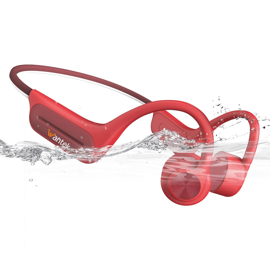 Wantek Open Ear Knochenschall Kopfhörer Bluetooth 5.3, Kabellos IP68 Wasserdicht mit Lange Akkulaufz