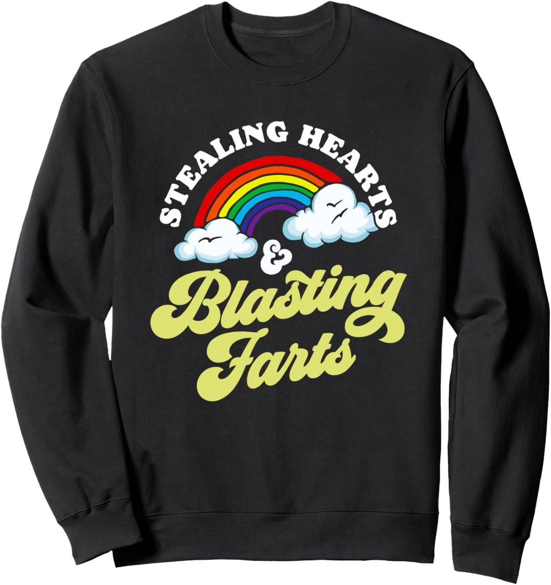 Stealing Hearts & Blasting Farts Funny Rainbow Valentines Sweatshirt