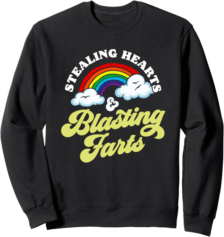 Stealing Hearts & Blasting Farts Funny Rainbow Valentines Sweatshirt