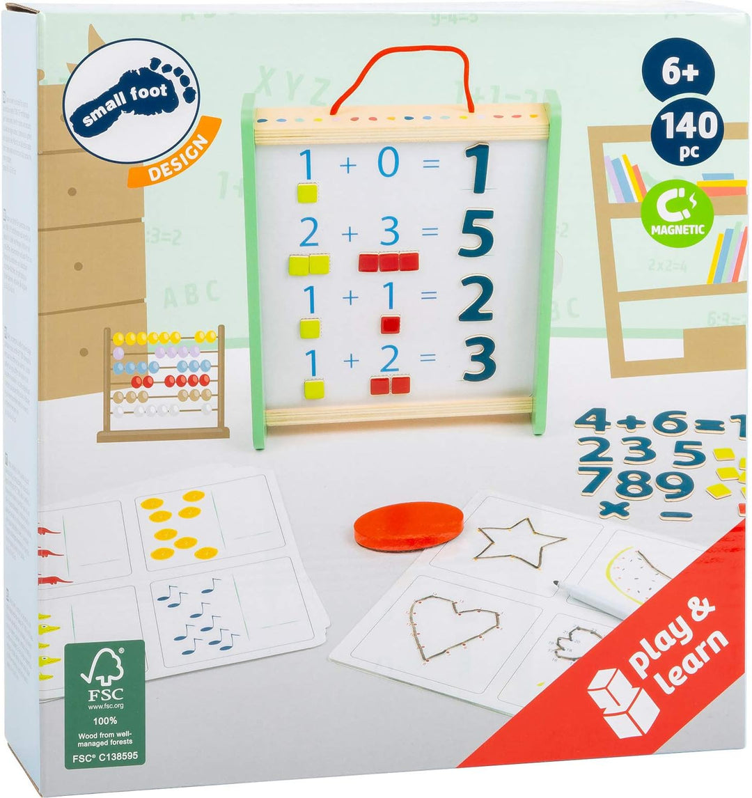 small foot 11461 Lernbox Educate aus Holz, FSC100%-Zertifiziert, Mathe Lernen,Aufbewahrungsbox mit R