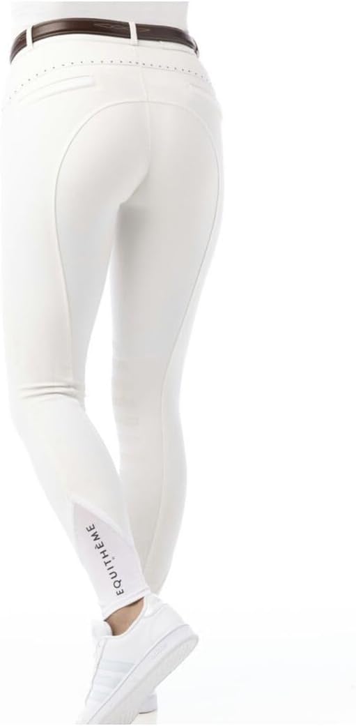 Equi-Theme Damen Reithose Silikon Kniebesatz SAFIR in 4 edlen Farben Blanc/Bleu-36 Weiss / Blau, Bla