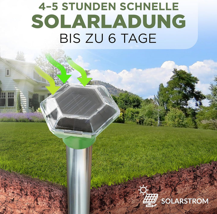 ISOTRONIC Maulwurfabwehr zum Vertreiben von Maulwürfen, Wühlmäusen & Schlangen – Solar Maulwurfschre