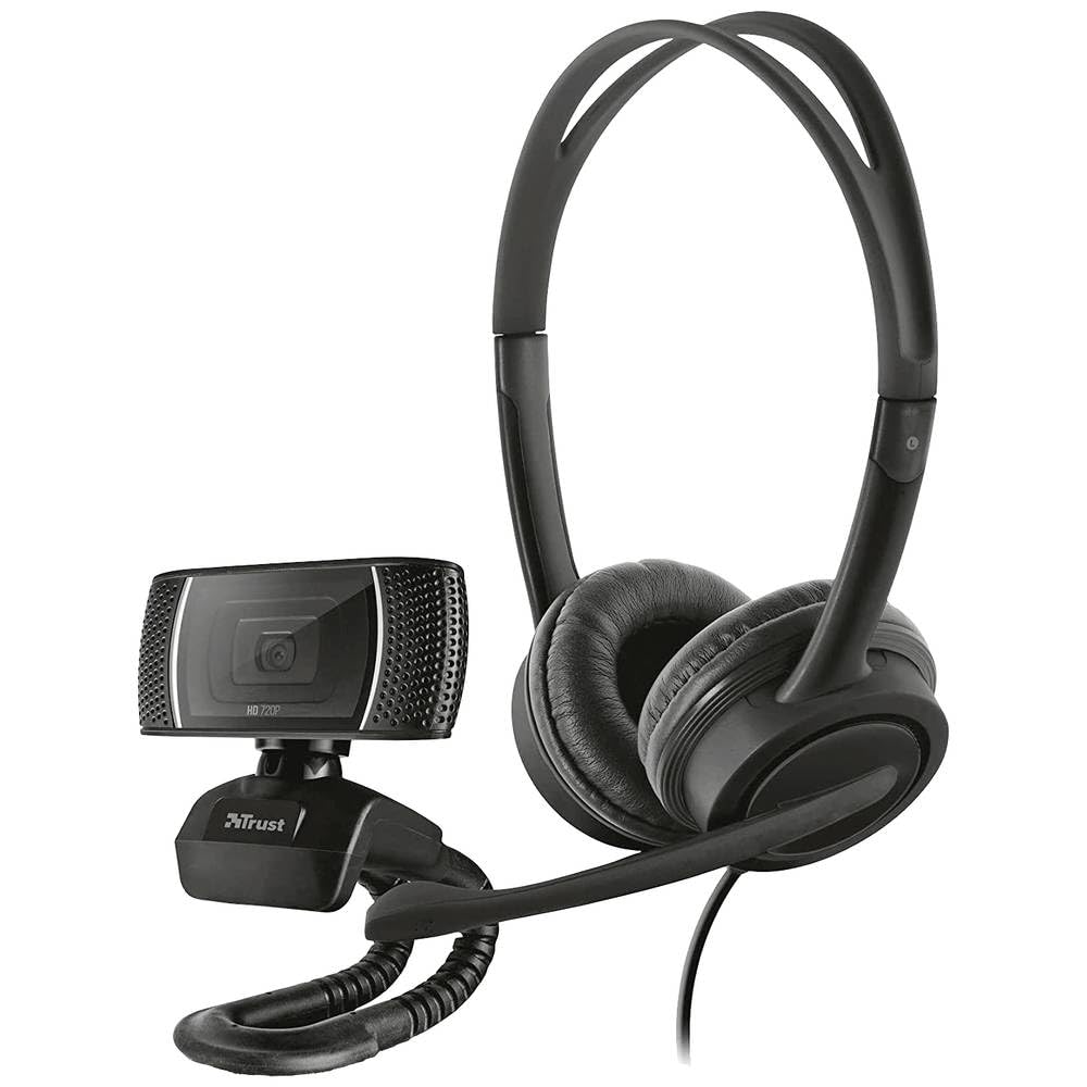 Trust Doba 2-in-1 Home Office Set, On-Ear USB Headset mit Mikrofon und HD Webcam, Kopfhörer für PC,