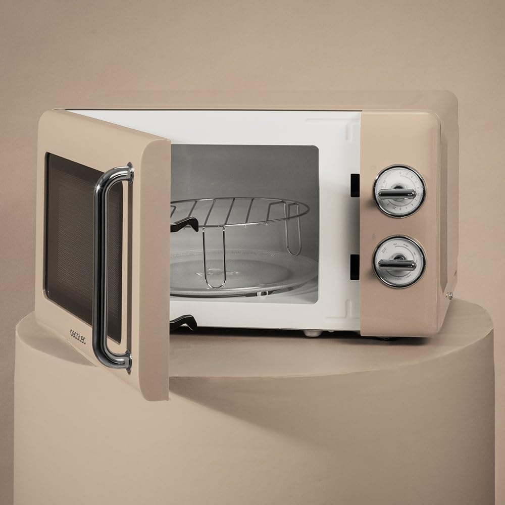 Cecotec Mikrowelle mit Grill Proclean 3110 Retro Beige Mechanische, 700 W in 6 Stufen, Timer bis zu