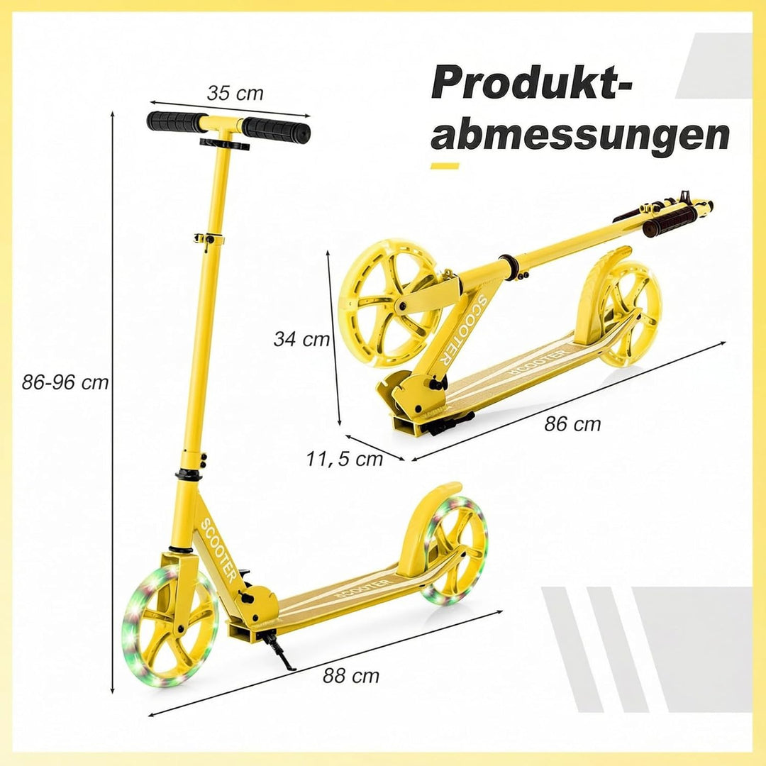COSTWAY Scooter Roller klappbar, Tretroller höhenverstellbar, Cityroller 100kg Tragkraft, Sport Kick