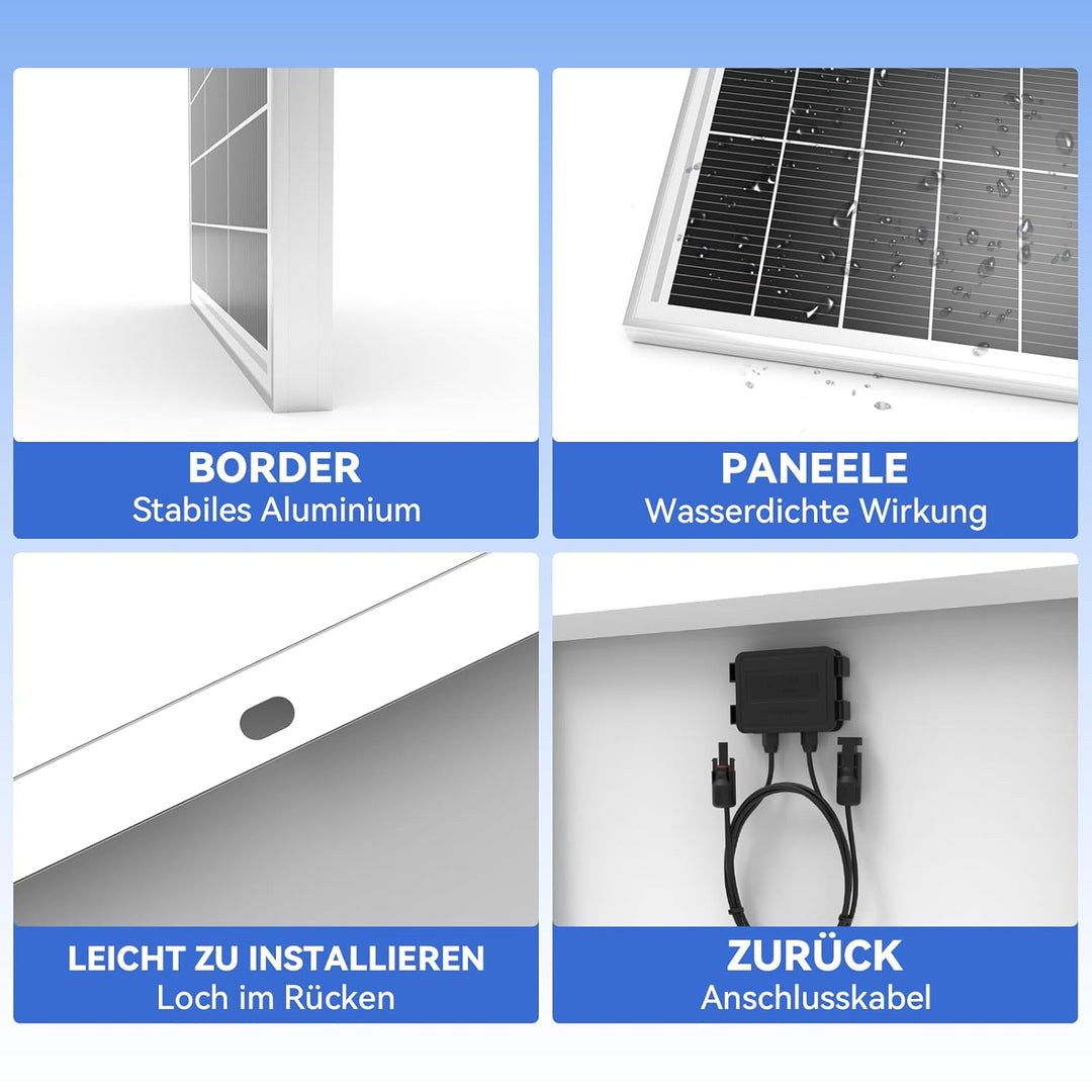 WERCHTAY 12V Solarpanel 400w Monokristallines, Solarmodul mit Hocheffizientes Aluminiumrahmen, SMBB