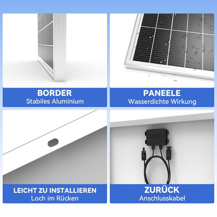 WERCHTAY 12V Solarpanel 400w Monokristallines, Solarmodul mit Hocheffizientes Aluminiumrahmen, SMBB
