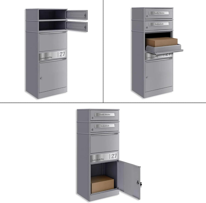 Metzler Paketbox mit 2 Briefkästen – 2er Briefkasten mit Paketfach & Namensgravur, Personalisierte B