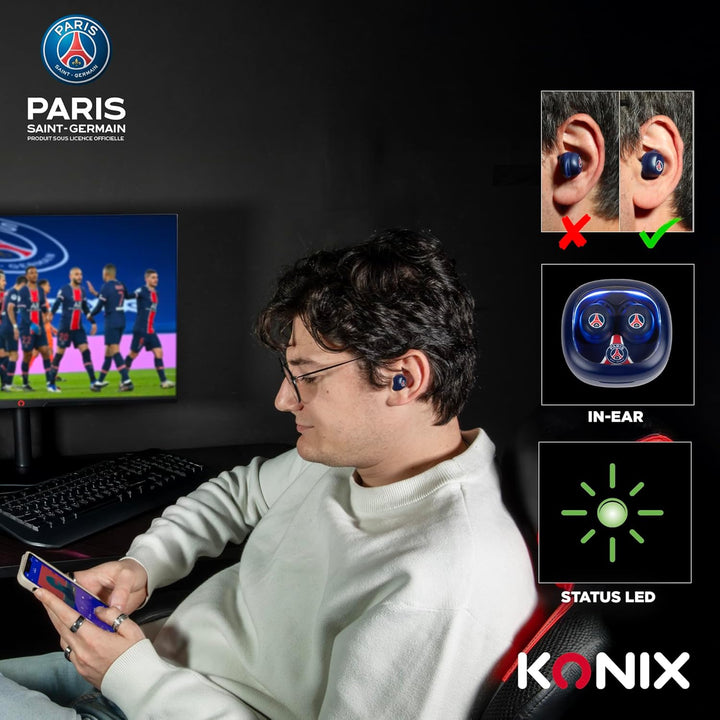 Konix PSG Kabellose Kopfhörer für Smartphones und Tablets - 8 + 15 Stunden Batterielebensdauer - Was