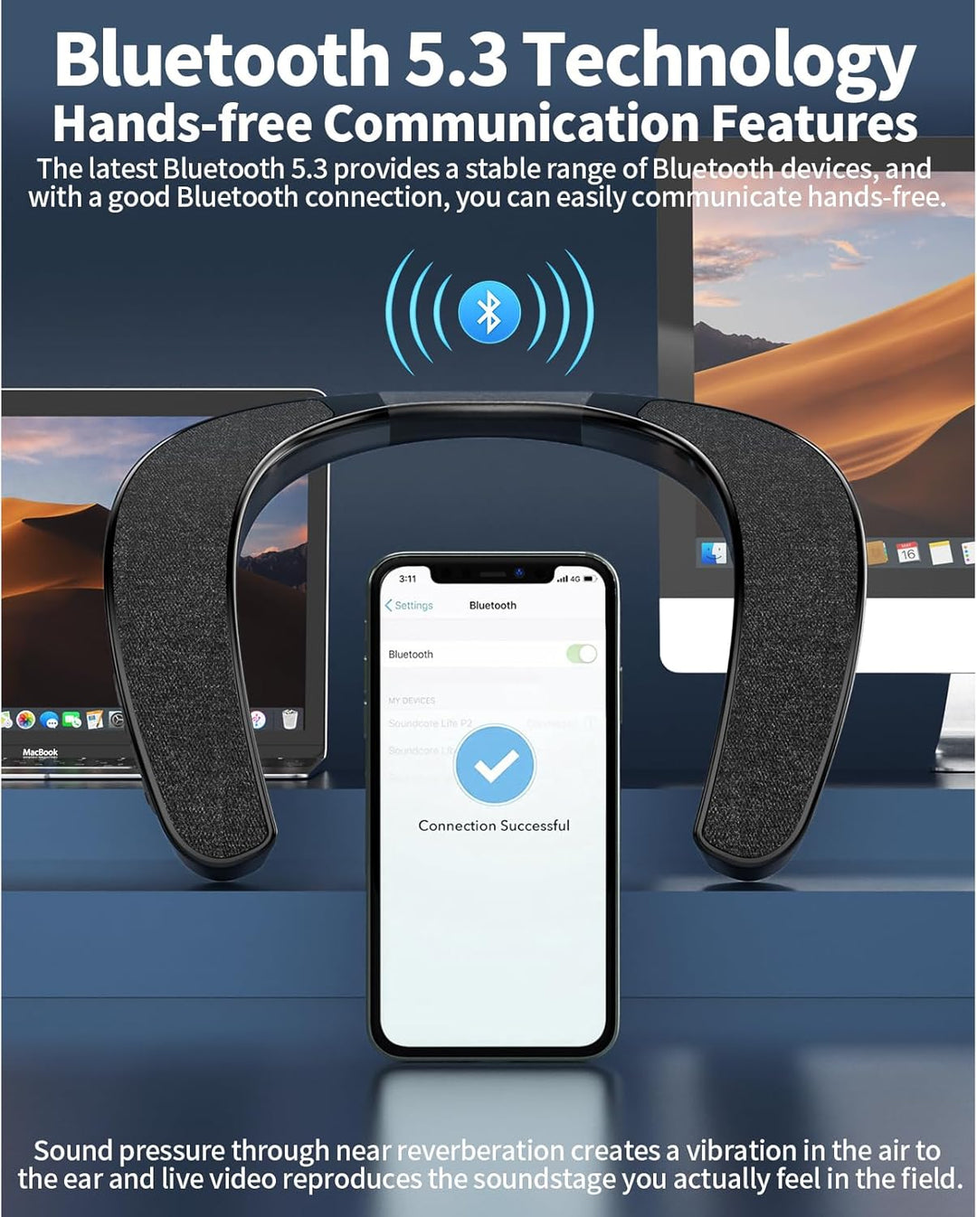Smaloyd Bluetooth-Lautsprecher, tragbar, kabellos, Nackenbügel, Heim-TV-Lautsprecher, Theater-Stereo