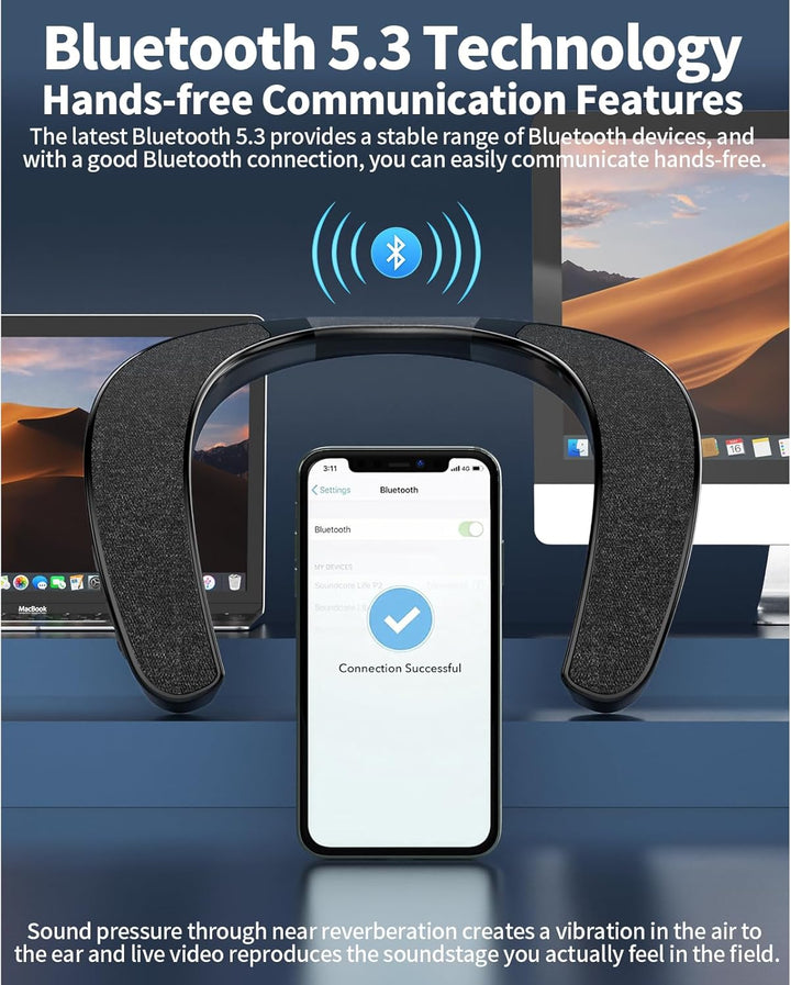 Smaloyd Bluetooth-Lautsprecher, tragbar, kabellos, Nackenbügel, Heim-TV-Lautsprecher, Theater-Stereo