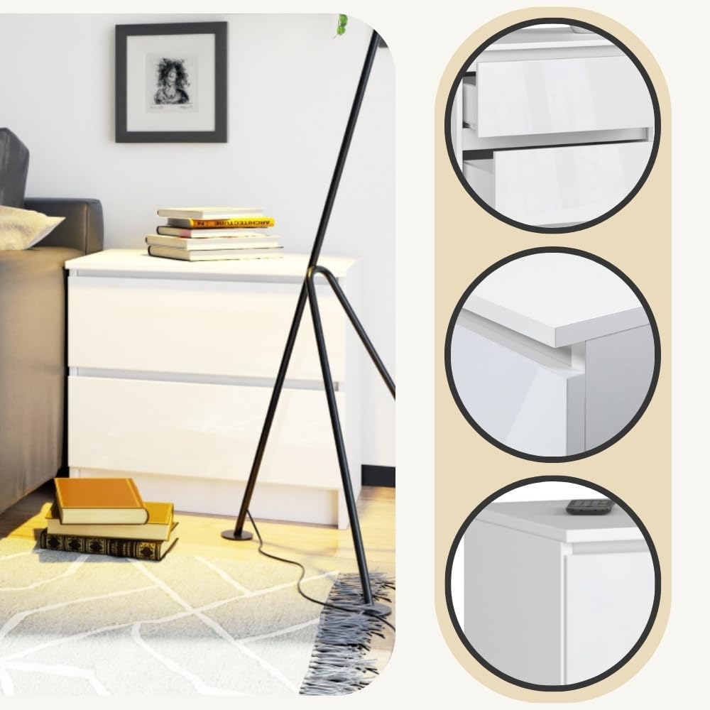 AKORD Kommode K60 mit 2 Schubladen | für das Wohnzimmer Schlafzimmer Schrank Büro Arbeitszimmer | Mo